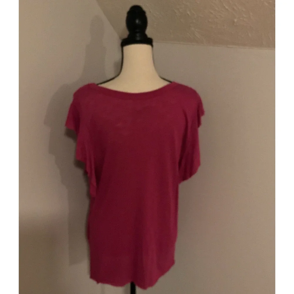 Free People We The Free So Easy Flutter Tee XS Raspberry Short Sleeve Boho Top
